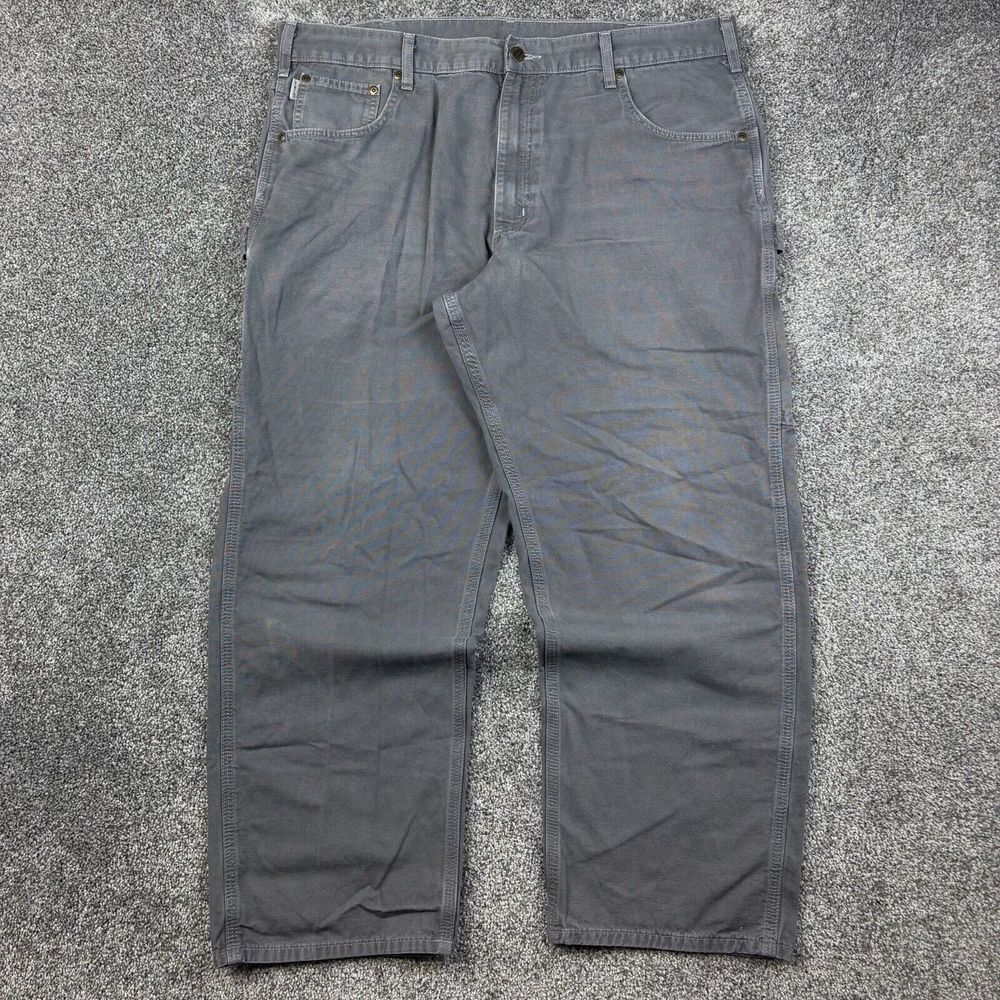 Vintage Carhartt Carpenter Pants Mens 38x30 Gray Faded Heavy Canvas Workwear‎